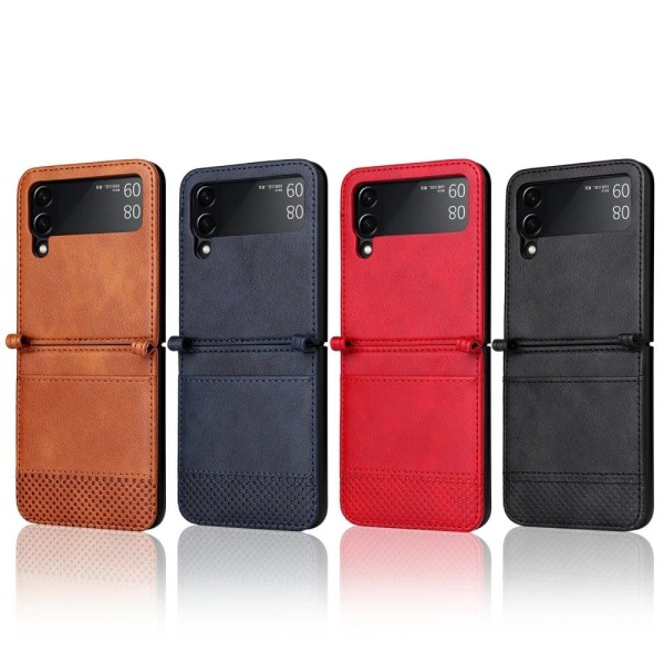 Bofink Vintage Samsung Galaxy Z Flip3 5G Nahkakotelo - Sininen Blue