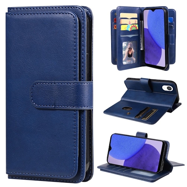 10-slot Lompakko Suojakotelo For Samsung Galaxy A23e - Tummansininen Blue