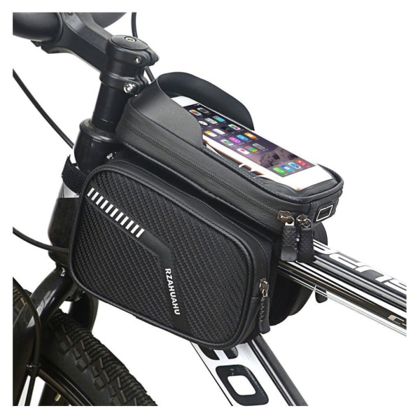 Universal waterproof touchscreen top tube bicycle bag for 7.2-in Black