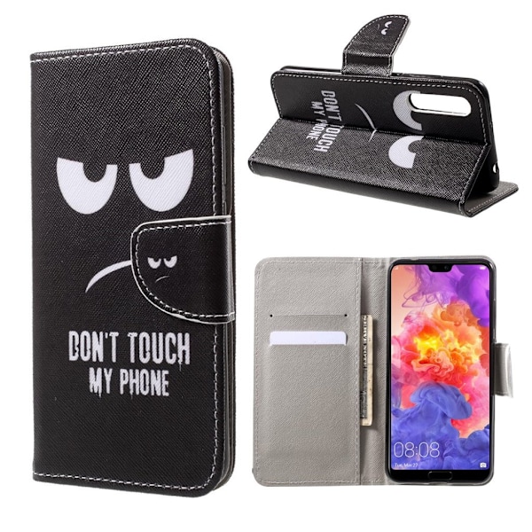 Huawei P20 Pro mønstret PU læder flip etui - Do not Touch My Phone Multicolor