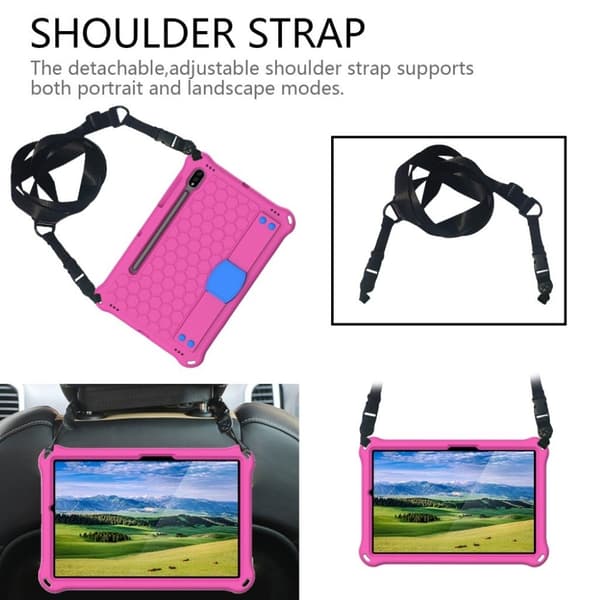 Honeycom mönster eva combo fodral för Samsung Galaxy Tab S7 - Rose / blå Rosa