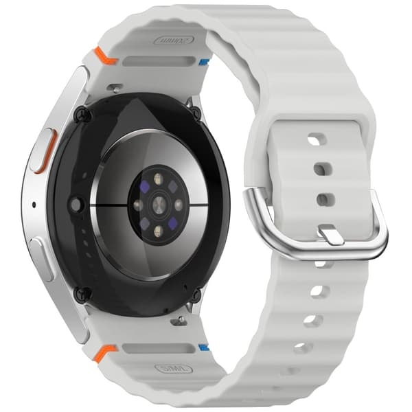 Silikonarmband Samsung Galaxy Watch7 / 6 / 5 Pro / 5 Klockarmband Vågformad Design med Silver Metallspänne - Ljusgrå Silvergrå