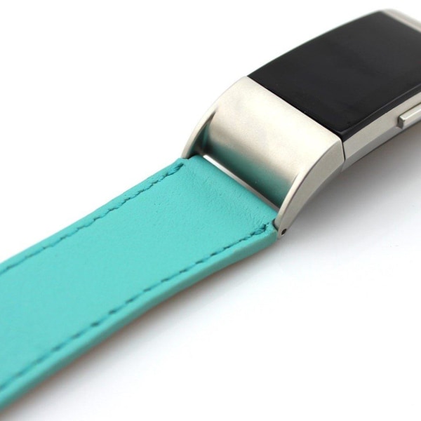 Fitbit Charge 2 armbånd af ægte læder - Blå Green