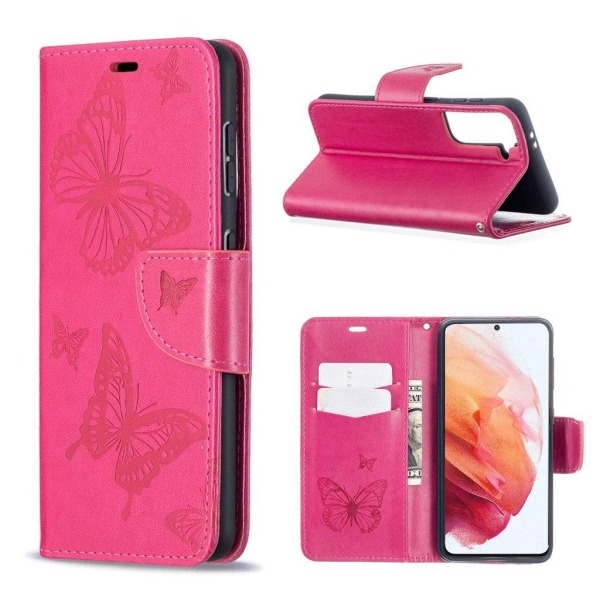 Butterfly Samsung Galaxy S21 Flippetui - Rose Pink