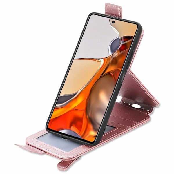 Vertical Flip Phone Suojakotelo With Zipper For Xiaomi 12S / 12x / 12 - Ruusukulta Pink