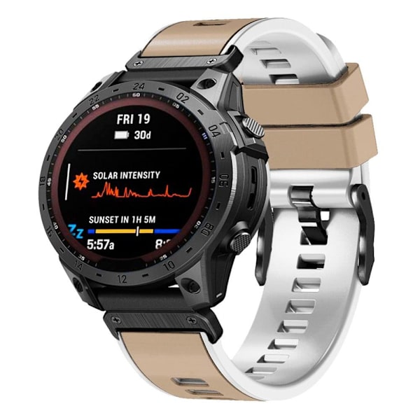 Kaksivärinen silikoninen kellohihna Garmin-kelloon - Khaki / Valkoinen Brown