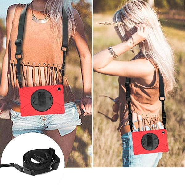 Silikon Combo Etui med Stropp til Samsung Galaxy Tab A7 10.4 (2020) - Rød Red