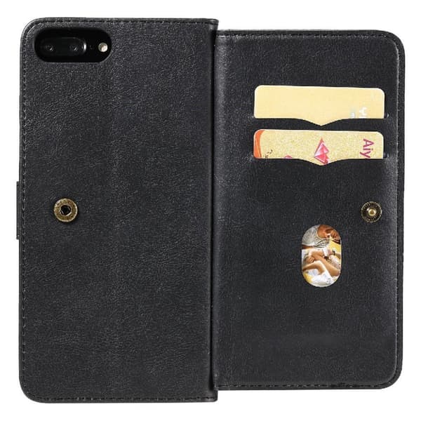 10-slot Lommebok Etui til iPhone 8 Plus / 7 Plus / 6 Plus - Svart Black