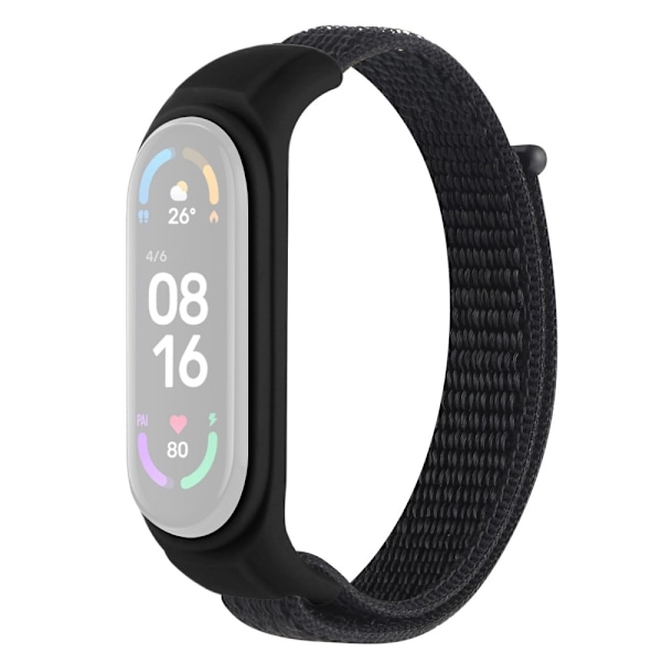 Xiaomi Mi Band 7 / 6 / 5 nylon urrem med silikone cover - Sort Black