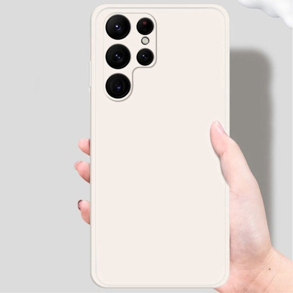 Avfasat gummerat droppskydd för Samsung Galaxy S22 Ultra - Beige Brun