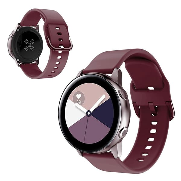 22mm Universal simple silicone watch band - Wine Red Röd
