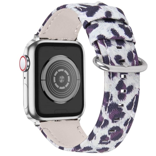 Klockarmband i äkta läder från koskinn med leopardmönster för Apple Watch (45 mm) - Svart Leopard multifärg