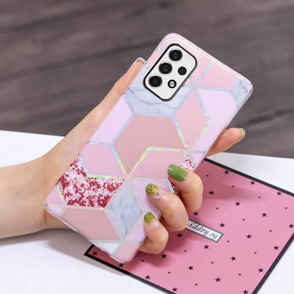 Marble Samsung Galaxy A33 5G Etui - Rhombus / Lyserød Pink