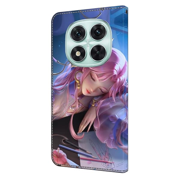 Xiaomi Redmi Note 14 Pro 5G plånboksfodral mönster utskrift stativ läder flip telefonskydd - Törnrosa Rosa