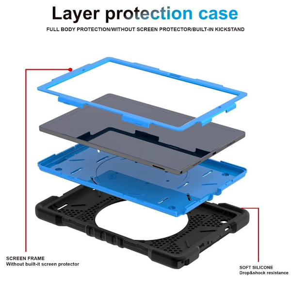 Samsung Galaxy Tab A8 10.5 (2021) hybridcover med strop - Sort / Blå Blue