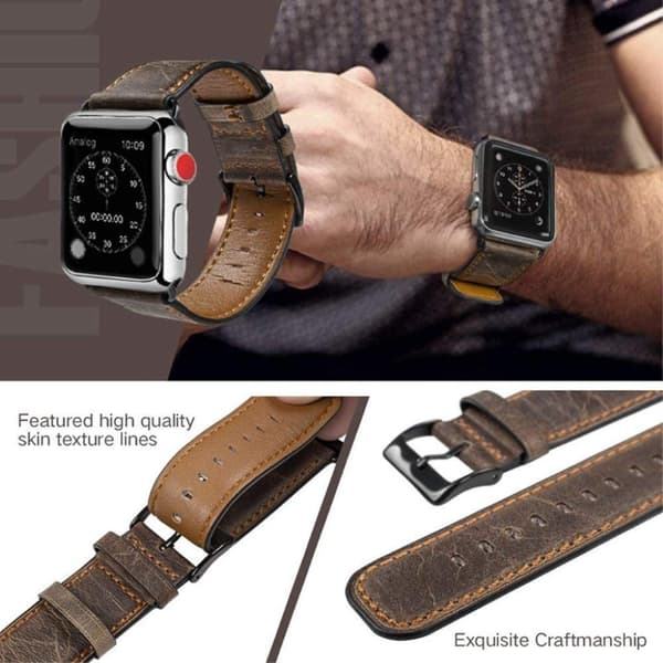 Apple Watch Series 4 40mm ægte læder Urrem - Kaffe Brown