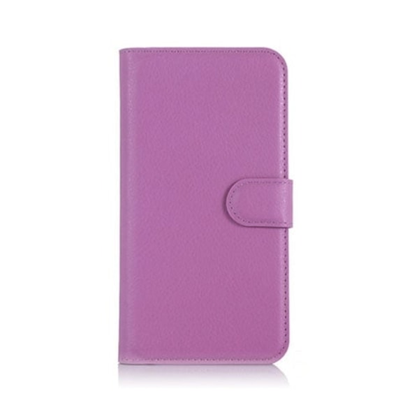 Læder-etui med Litchi overflade og kortholder til Microsoft Lumia 650 - Lilla Purple