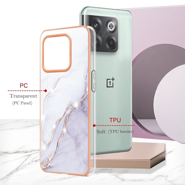 Marble OnePlus Ace Pro / 10t Etui - Hvid Marmor White