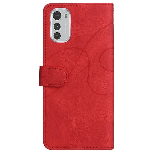 Tekstureret Læder Etui med Strop TilMotorola Moto E32 - Rød Red