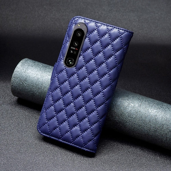 Rombemønster, matt flip-deksel for Sony Xperia 1 VI - Blå Blue