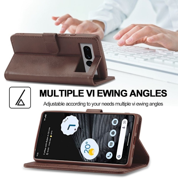 LC.IMEEKE Google Pixel 7 Pro Flippetui - Brun Brown