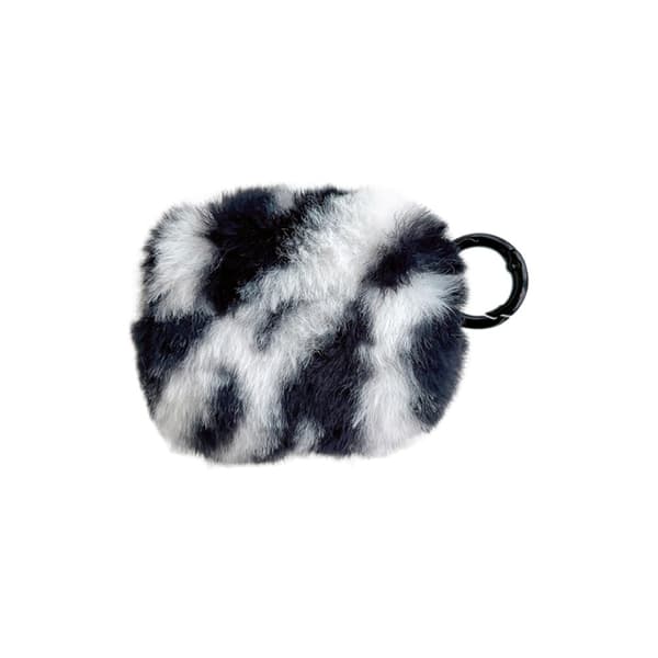 AirPods Pro fodral i leopardfuskpäls med spänne - Svart / Vit Vit