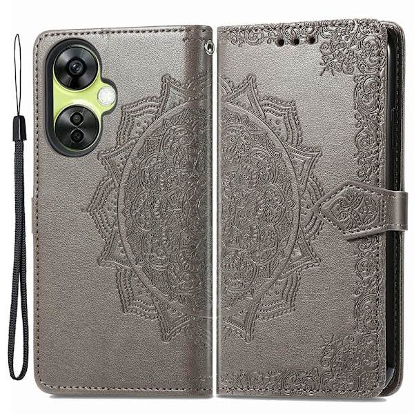 Mandala läder OnePlus Nord CE 3 Lite fodral - Silver/Grå Silvergrå
