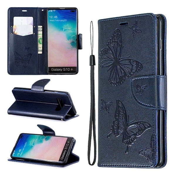 Butterfly Samsung Galaxy S10 Plus etui - Blå Blue