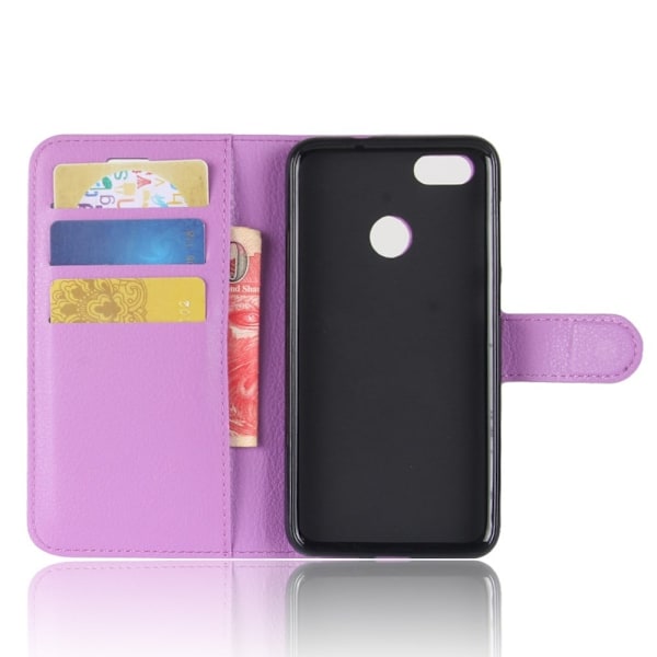 Huawei P9 Lite Mini Etui med Litchi tekstur - Lilla Purple