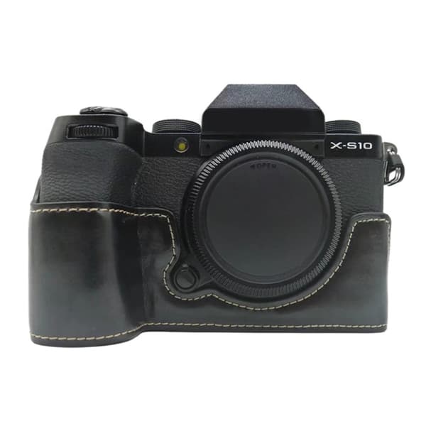 Fujifilm X-S10 halvkroppsskydd i läder - Svart Svart