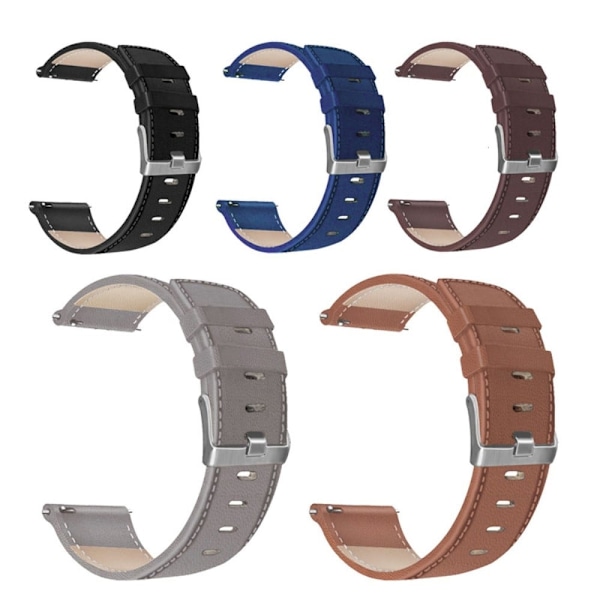 22 mm universal klockarmband i enfärgat läder - Mörkbrun Brun