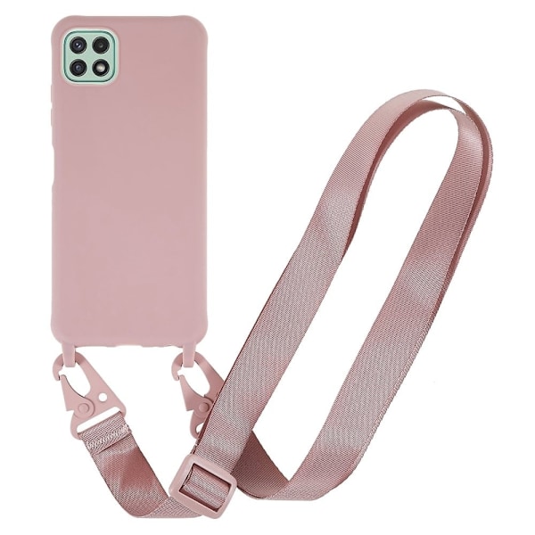 Tunt TPU-fodral med matt yta och justerbar rem för Samsung Galaxy A22 5G - Mörkrosa Rosa
