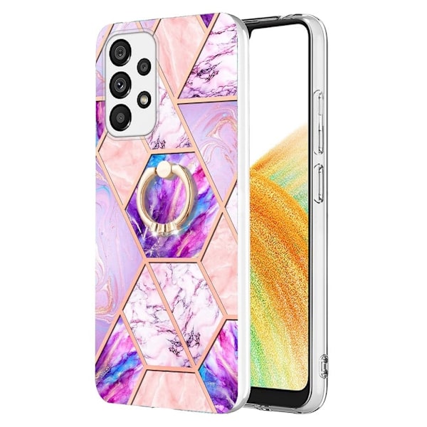 Marble Patterned Suojakuori With Ring Holder For Samsung Galaxy A33 5G - Vaaleanvioletti Purple
