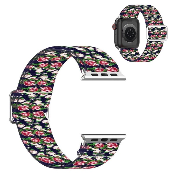 Apple Watch Series 6 / 5 44mm elastisk nylonmønstret urrem - Blå Multicolor