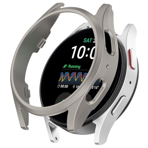 Samsung Galaxy Watch7 44mm Watch Case Hollow Half Cover Bump Resistant Frame - Titanium Silver grey