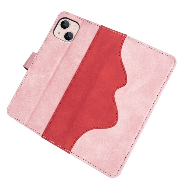 Tvåfärgat iPhone 13 fodral i läder - Rosa Rosa