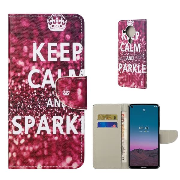 Wonderland Nokia 5.4 Flippetui - Diamant Krone Pink