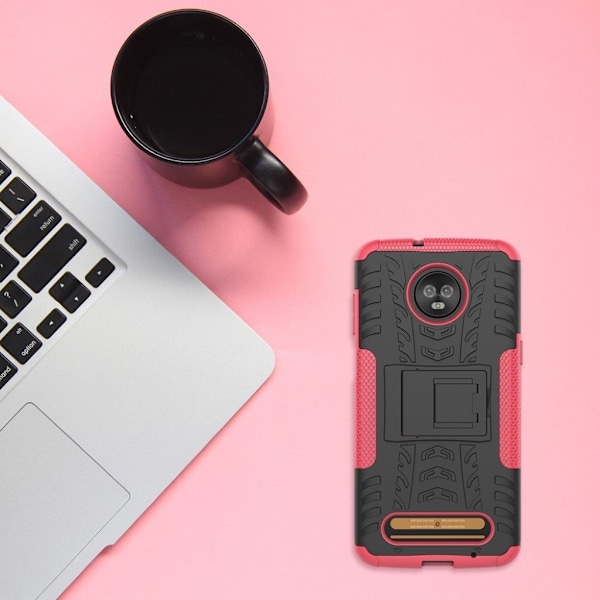 Motorola Moto Z3 Play cool dæk kickstand hybrid case - Rose Pink