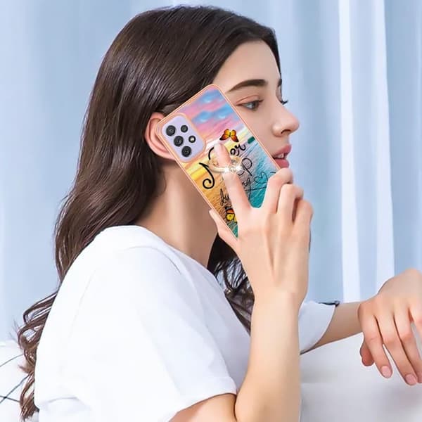 Marble Patterned Suojakuori With Ring Holder For Samsung Galaxy A33 5G - Never Stop Dreaming Multicolor