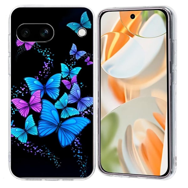 Vibe Google Pixel 9a -kansi - Värikkäitä Perhosia Blue
