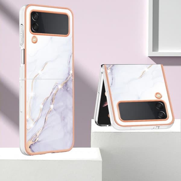 Marble Samsung Galaxy Z Flip4 Etui - Hvit Klinkekule White
