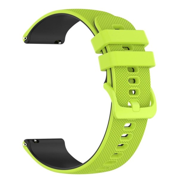 22 mm universal klockarmband i silikon med tvåfärgat rutmönster - Lime / Svart Grön