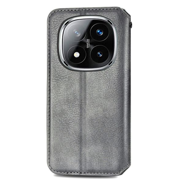 Läder Xiaomi Redmi Note 14 Pro Plus 5G fodral med romb-design - Grå Silvergrå