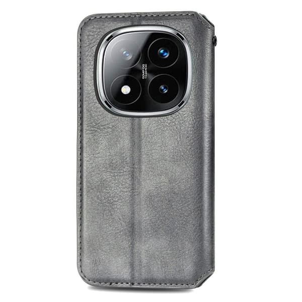 Skinn-etui med stilfult rombeavtrykk for Xiaomi Redmi Note 14 Pro Plus 5G - Grå Silver grey