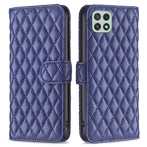 Rhombus mat Samsung Galaxy A22 5G flip etui - Blå Blue