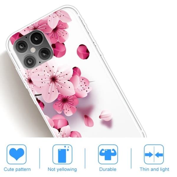 Deco iPhone 12 / 12 Pro Etui - Rosa Blomst Pink