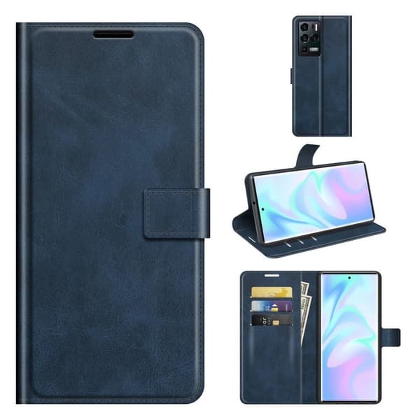 Wallet-style Lær Etui til ZTE Axon 30 Ultra 5G - Blå Blue