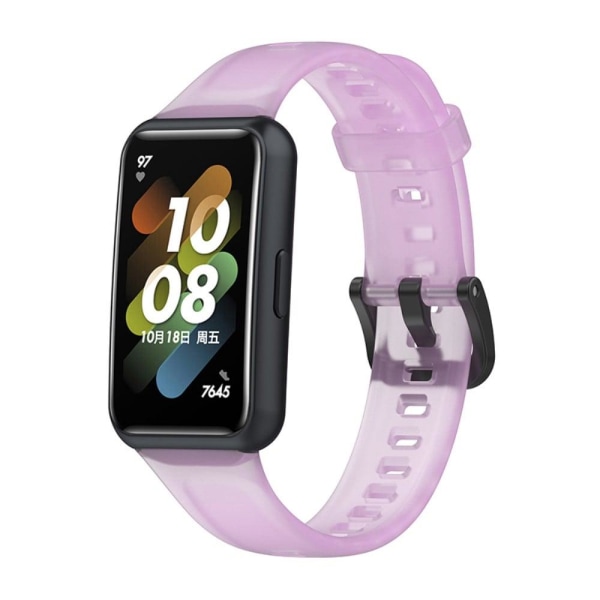 Huawei Band 7 klockarmband i genomskinlig silikon - Transparent Lila Lila