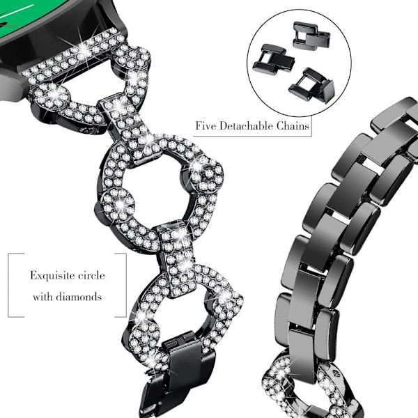 Samsung Galaxy Watch 5 / 4 urrem med rhinestone-dekor - Sort Black