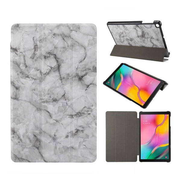 Samsung Galaxy Tab A 10.1 (2019) marble tri-fold leather case - Silvergrå
